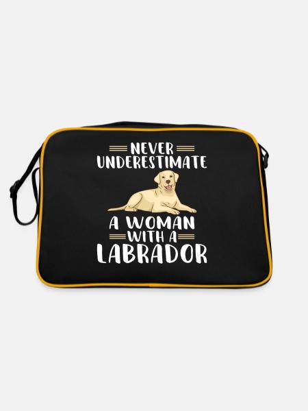 Labrador Liebhaber Geschenke - Retro Tasche - Schwarz/Gold - Hinten