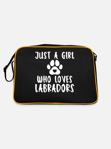 Labrador Liebhaber Geschenke - Retro Tasche - Schwarz/Gold - Hinten