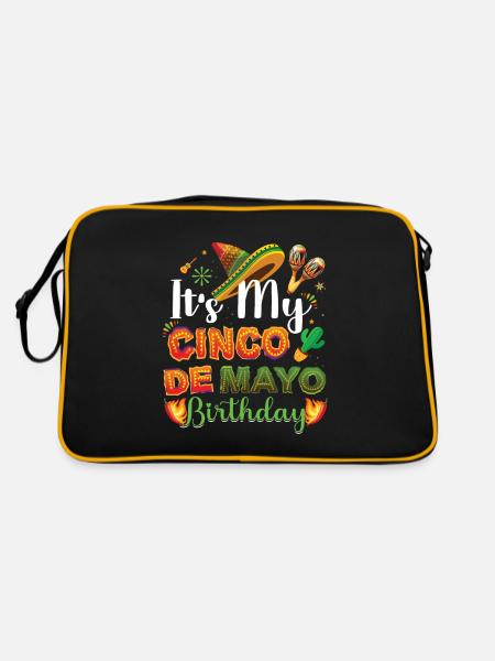 Es Ist Mein Cinco De Mayo Geburtstag Für Mexikaner - Retro Tasche - Schwarz/Gold - Hinten