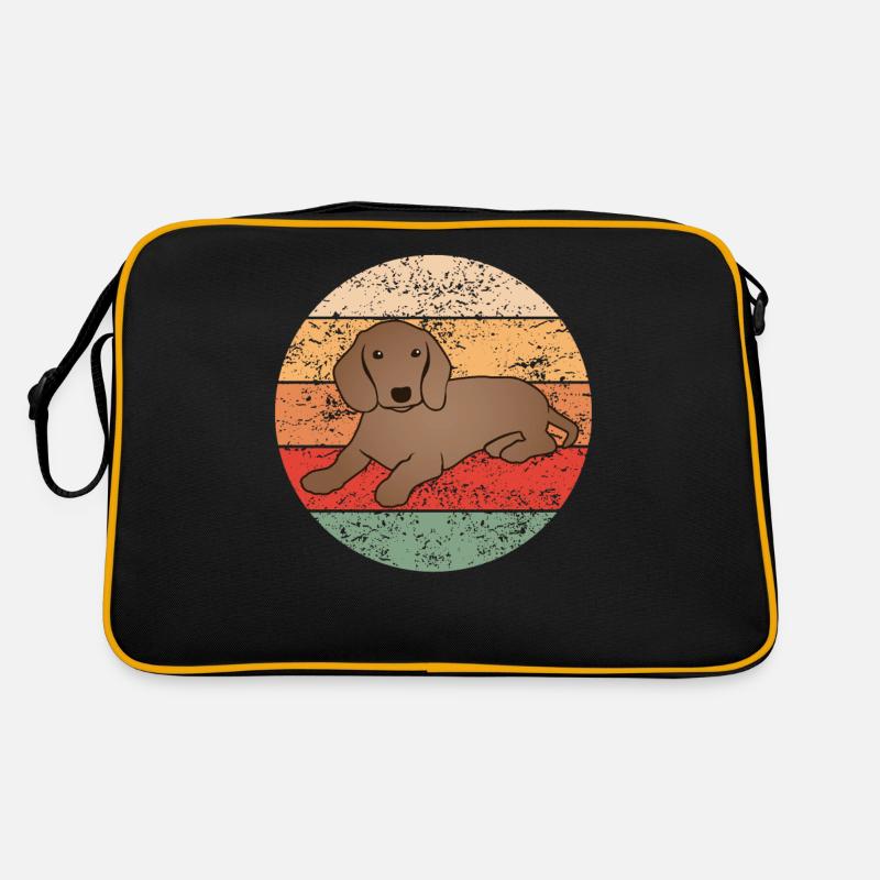 Dackel Dachshund Hundeliebhaber Retro Geschenk - Retro Tasche - Schwarz/Gold