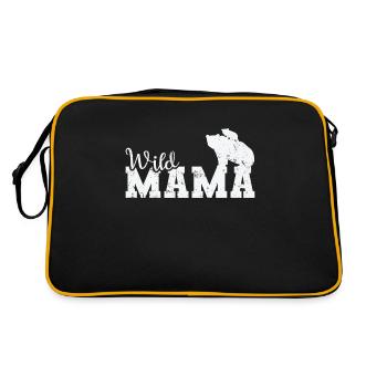 Wild Mama Bär Wald Tier - Retro Tasche - Schwarz/Gold - Hinten