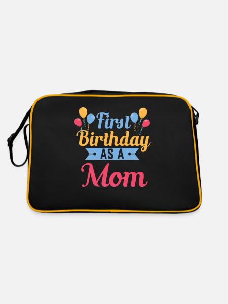 First Birthday As a Mother Pregnant Sayings - Retro Bag - black/gold - Back