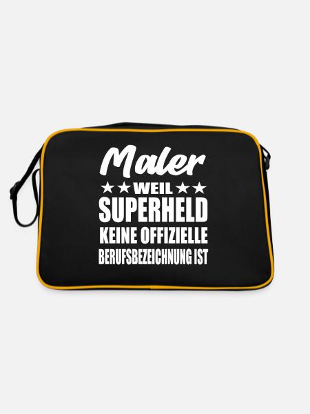 Maler Superheld Spruch - Retro Tasche - Schwarz/Gold - Hinten