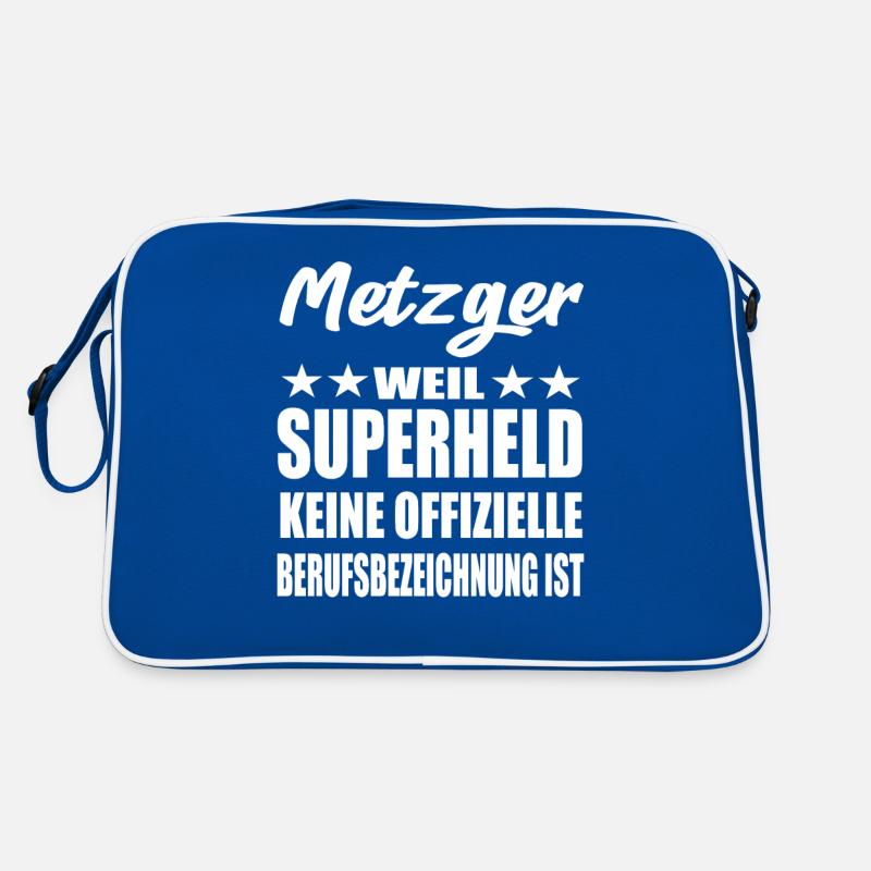 Metzger Superheld Spruch Retro Tasche