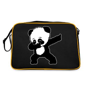 Dabbing Panda Bear Cadeau Dames Hommes Enfants - Sac Retro - noir/or - Dos