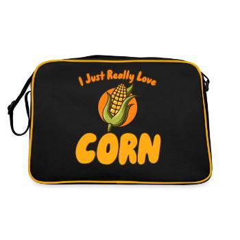Ich liebe Mais einfach sehr - Retro Tasche - Schwarz/Gold - Hinten