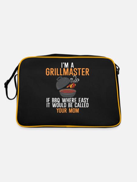 Ich bin ein Grillmeister Wenn BBQ einfach wäre, hi - Retro Tasche - Schwarz/Gold - Hinten