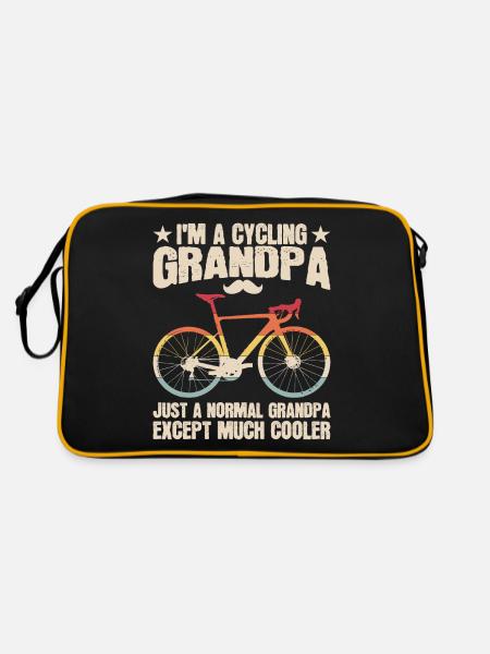 Cycling Grandfather Bicycle Lovers Cyclists - Retro Bag - black/gold - Back