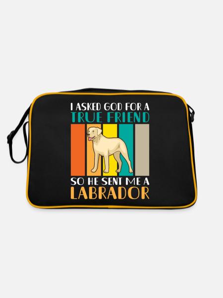Labrador Liebhaber Geschenke - Retro Tasche - Schwarz/Gold - Hinten