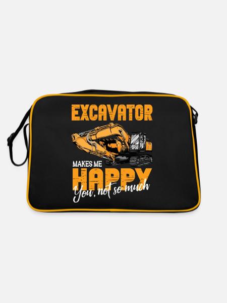Lustiger Bagger Spruch für Baggerfahrer - Retro Tasche - Schwarz/Gold - Hinten