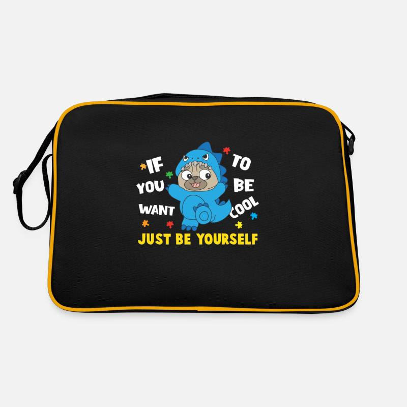 Just Be Yourself - Pug Dino Funny Saying Retro Bag