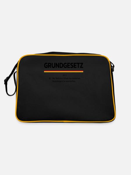 Lustiges Satire Grundgesetz Mallorca Urlaub - Retro Tasche - Schwarz/Gold - Hinten