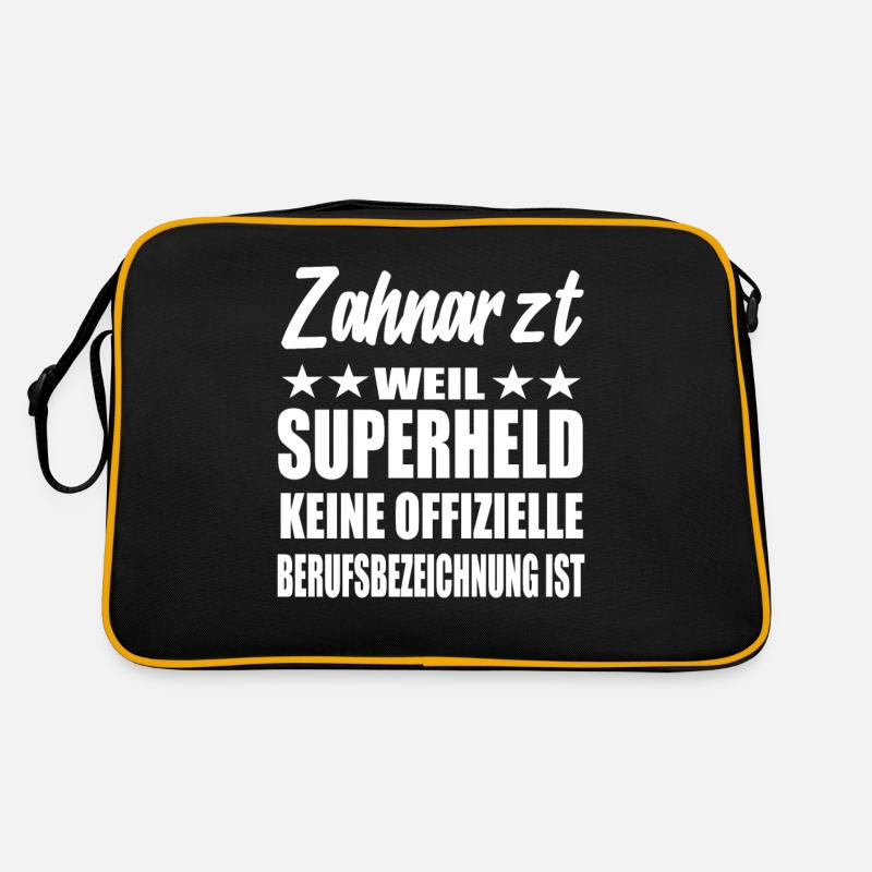 Zahnarzt Superheld Spruch - Retro Tasche - Schwarz/Gold