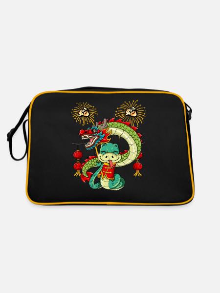 Année du Serpent Nouvel An lunaire chinois - Sac Retro - noir/or - Dos