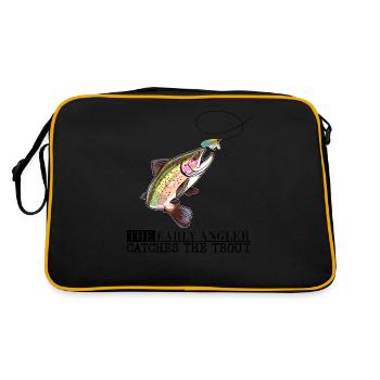 Trout Fishing Early Angler Catches the Trout - Retro Tasche - Schwarz/Gold - Hinten