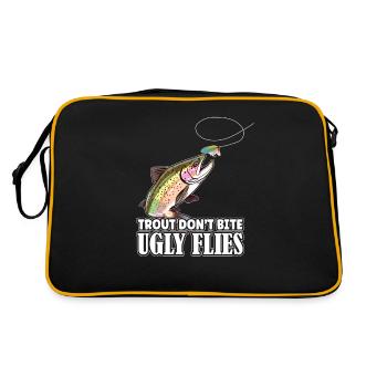 Trout Fishing - Trout Don't Bite Ugly Flies Gear - Retro Tasche - Schwarz/Gold - Hinten