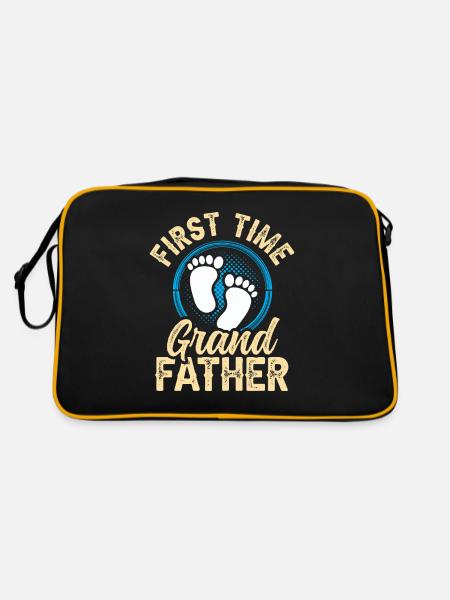 Das Erste Mal Großvater Süß Großeltern Erstes Mal - Retro Tasche - Schwarz/Gold - Hinten