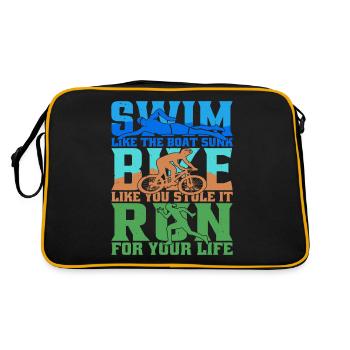Swim Like The Boat Sunk, Bike Like You Stole It - Retro Bag - black/gold - Back