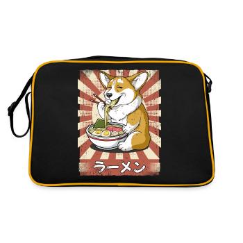 Ramen Corgi Dog Noodle Soup Ramen - Retro Bag - black/gold - Back