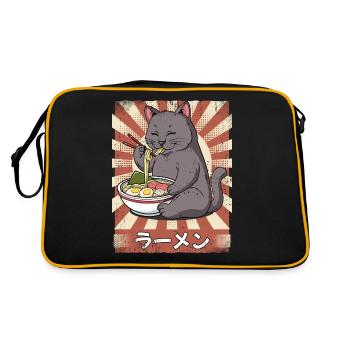 ramen cat nouilles soupe ramen ramen - Sac Retro - noir/or - Dos