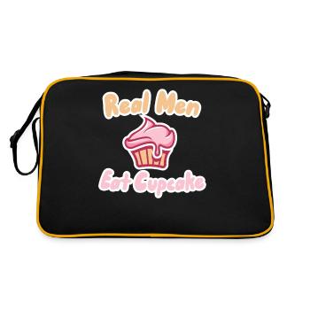 Echte Männer essen Cupcake - Retro Tasche - Schwarz/Gold - Hinten