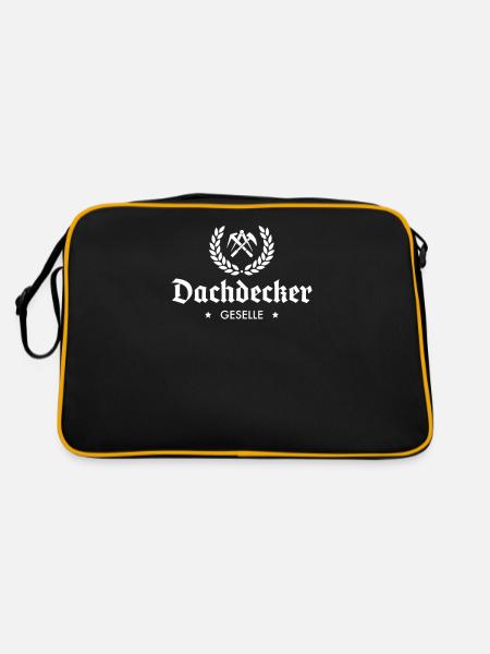 Dachdecker Geselle I Dachdeckermeister Motiv für - Retro Tasche - Schwarz/Gold - Hinten