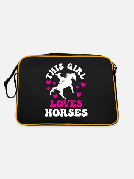 Cette fille aime les chevaux à cheval cavalier - Sac Retro - noir/or - Dos
