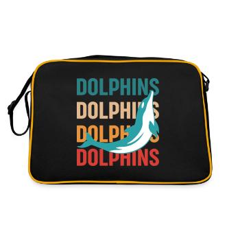 Dolphins Dolphins Dolphins Dolphins Animal Lover - Retro Bag - black/gold - Back