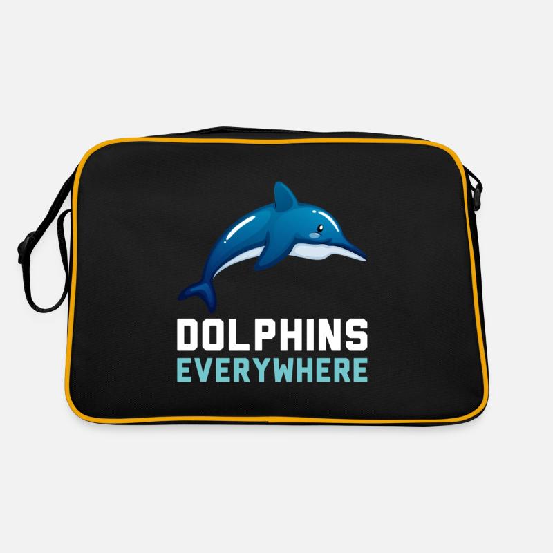 Dolphins Everywhere IQ Clever Animals Sea Creatures - Retro Bag - black/gold