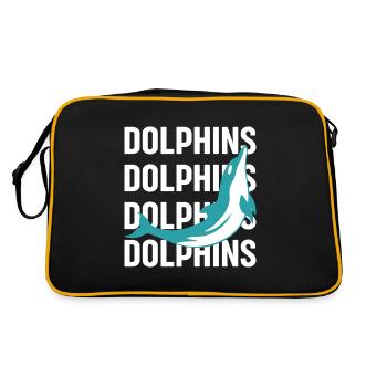 Dolphins Dolphins Dolphins Dolphins Animals - Retro Bag - black/gold - Back