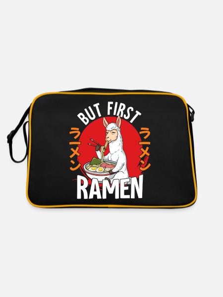 But First Ramen - Retro Tasche - Schwarz/Gold - Hinten