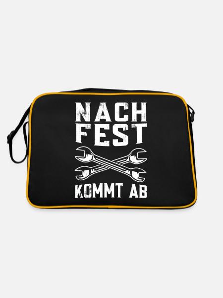 KFZ Mechaniker Nach Fest kommt ab KFZ Schrauber - Retro Tasche - Schwarz/Gold - Hinten