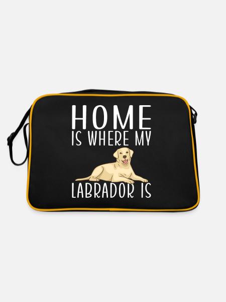 Labrador Liebhaber Geschenke - Retro Tasche - Schwarz/Gold - Hinten