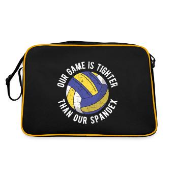 Volleyballer Spruch Für Volleyballspiel Volleyball - Retro Tasche - Schwarz/Gold - Hinten