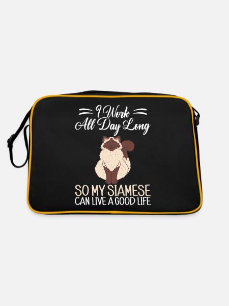 Cadeaux de chat siamois - Sac Retro - noir/or - Dos