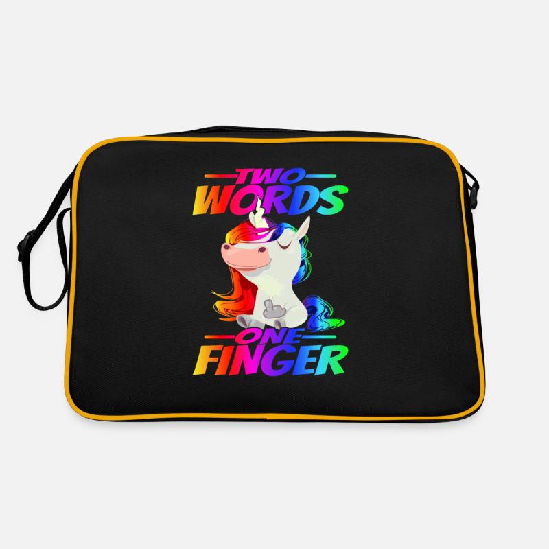 Zwei Wörter Ein Mittelfinger Regenbogen Einhorn Retro Tasche