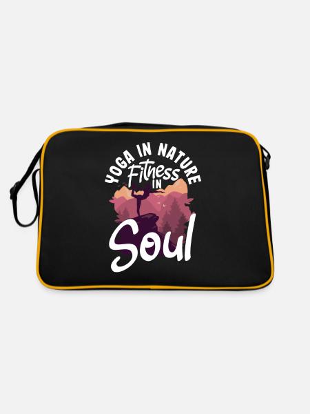 Yoga in nature fitness in soul - Retro Tasche - Schwarz/Gold - Hinten