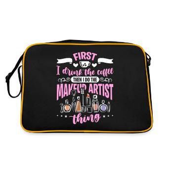 Makeup Artist First I Drink The Coffee Beautician - Retro Tasche - Schwarz/Gold - Hinten