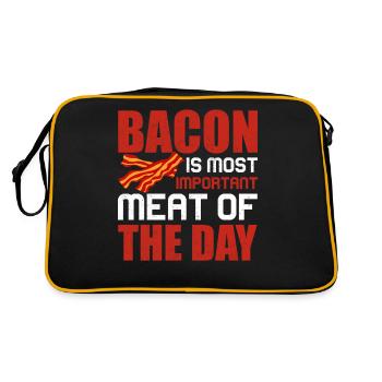 Speck ist das wichtigste Fleisch des Tages - Retro Tasche - Schwarz/Gold - Hinten