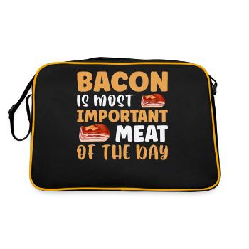Speck ist das wichtigste Fleisch des Tages - Retro Tasche - Schwarz/Gold - Hinten