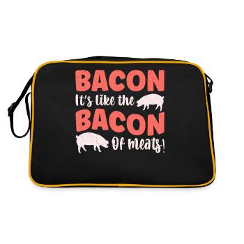 Bacon Es ist wie der Speck unter den Fleischsorten - Retro Tasche - Schwarz/Gold - Hinten