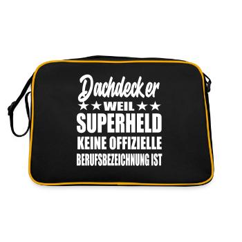 Dachdecker Superheld Spruch - Retro Tasche - Schwarz/Gold - Hinten
