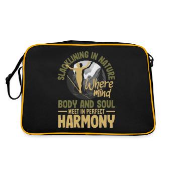 Slacklining in nature where mind body and soul - Retro Tasche - Schwarz/Gold - Hinten