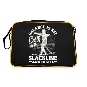 Balance is key, both on the slackline and in life - Retro Tasche - Schwarz/Gold - Hinten