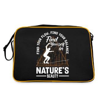 Find your flow, find your balance, find yourself - Retro Tasche - Schwarz/Gold - Hinten