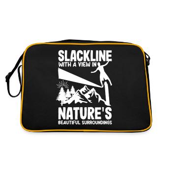Slackline with a view, in nature's beautiful - Retro Tasche - Schwarz/Gold - Hinten