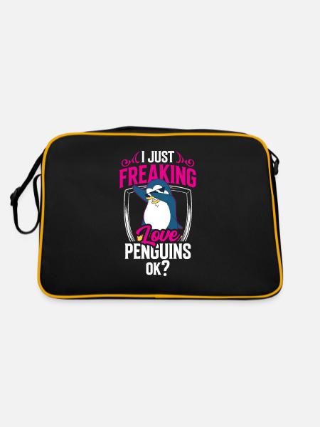 J’adore les pingouins juste ok pingouin animal mignon - Sac Retro - noir/or - Dos