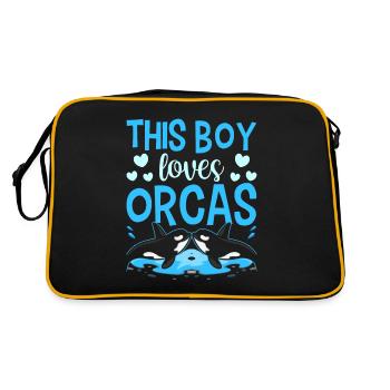Ce garçon aime les orques de la mer protéger les baleines - Sac Retro - noir/or - Dos