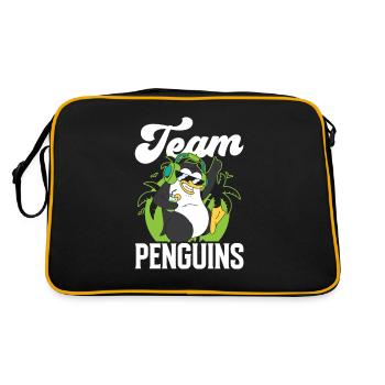 Team Pinguine Liebhaber Süß Pinguin Tier - Retro Tasche - Schwarz/Gold - Hinten