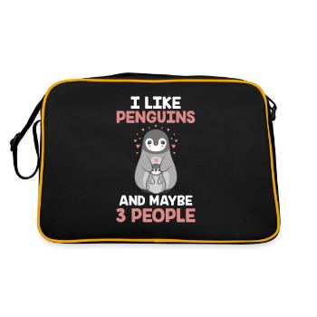 I like penguins and maybe 3 people animal - Retro Bag - black/gold - Back